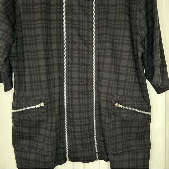 Morbid threads vintage Y2K short sleeve plaid blouse, zipper accent, XXL - Picture 3 of 8